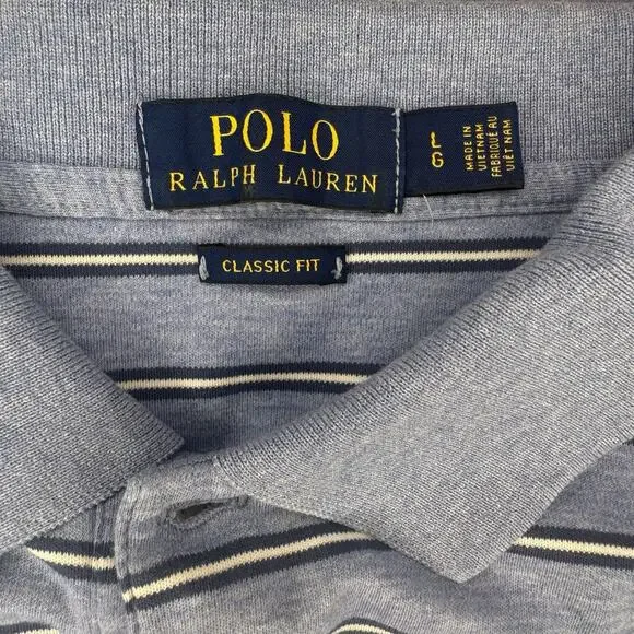 Polo Ralph Lauren Classic Fit Short Sleeve Shirt Blue White Stripes Men’s Large - Picture 7 of 8